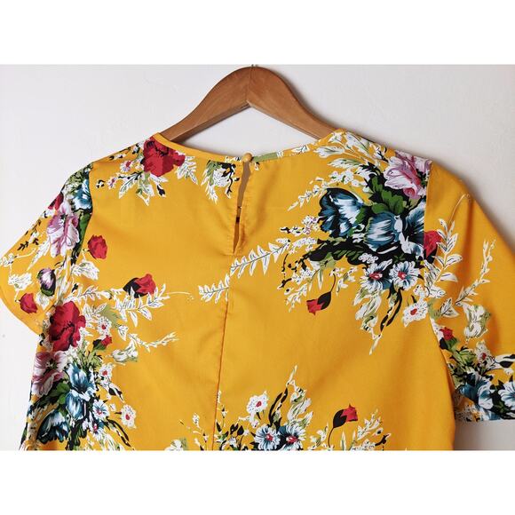 SHEIN Yellow Floral Shift Dress Size Small - Picture 7 of 11